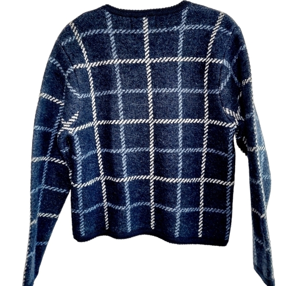 VTG Tally Ho 100% Wool Button Cardigan Sweater Blue Small Made in Hong Kong EUC - Picture 2 of 10